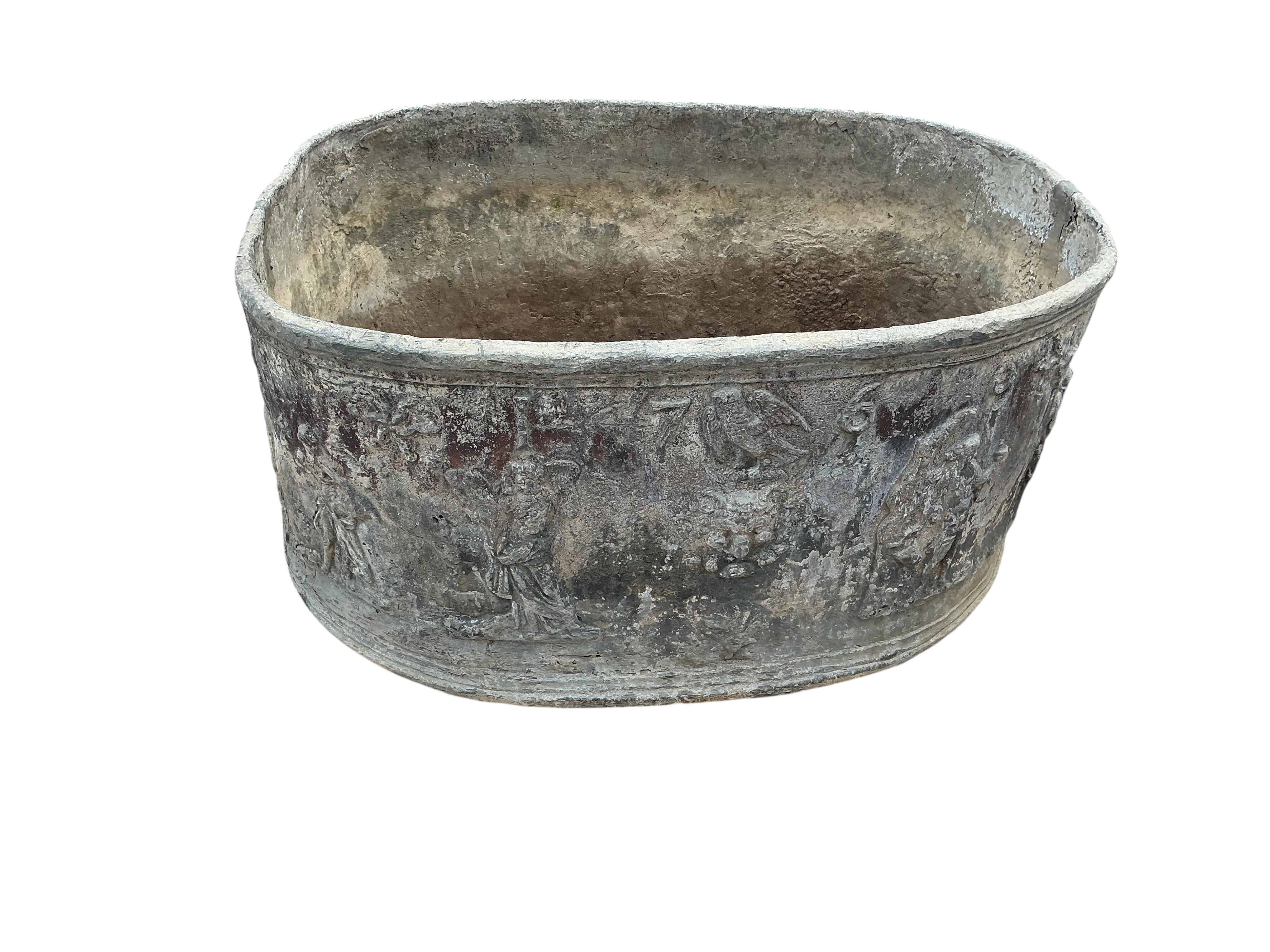 A pair of George III lead planters, dated 1769, width 67cm, height 88cm